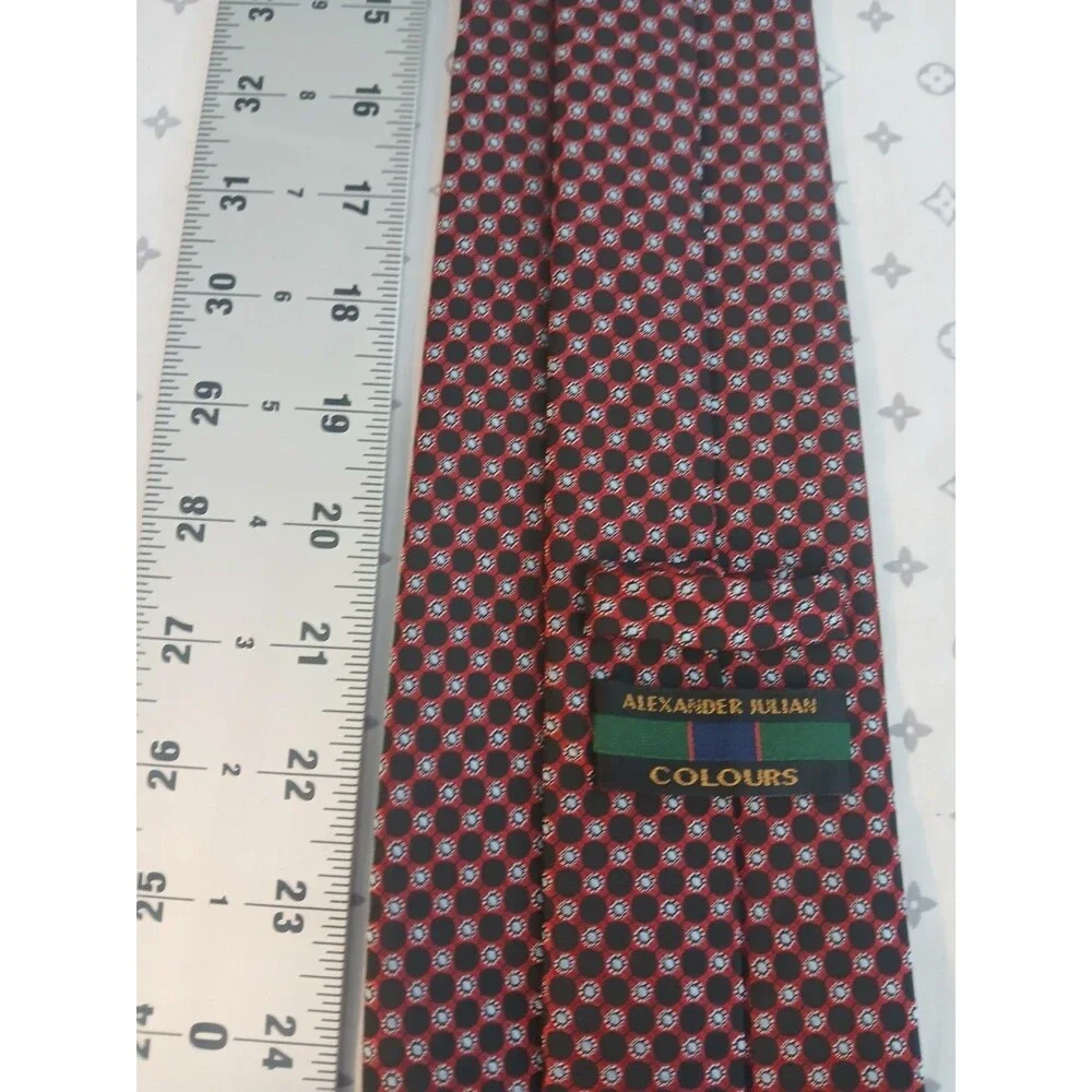Alexander Julian Colours Mens Tie Red Black Geometric Medallion